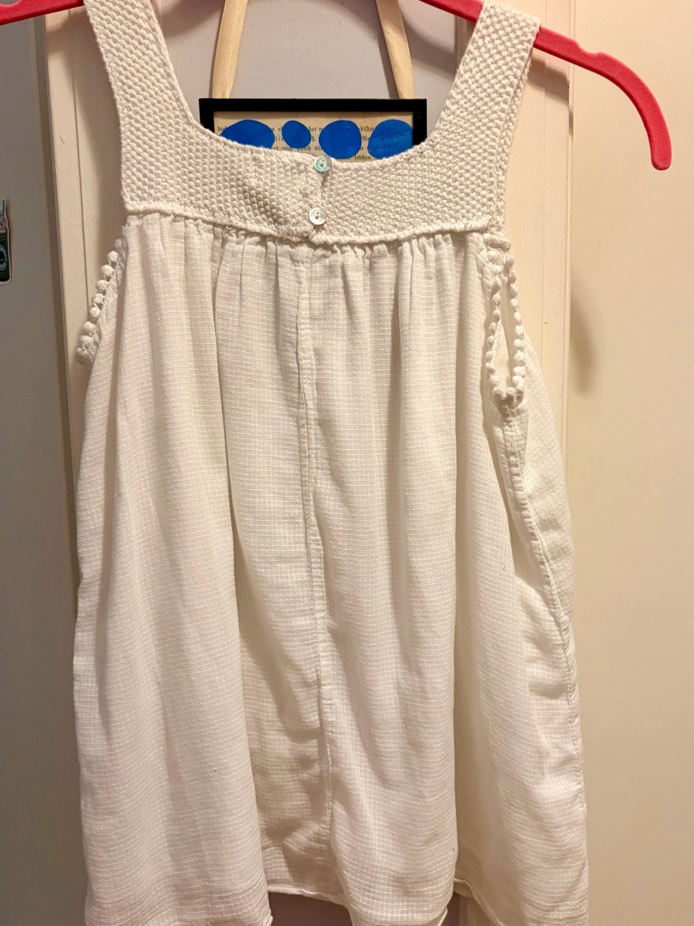 Girls 12-16 White Cotton Gauze Sleeveless Top with Knit Yoke by Buho